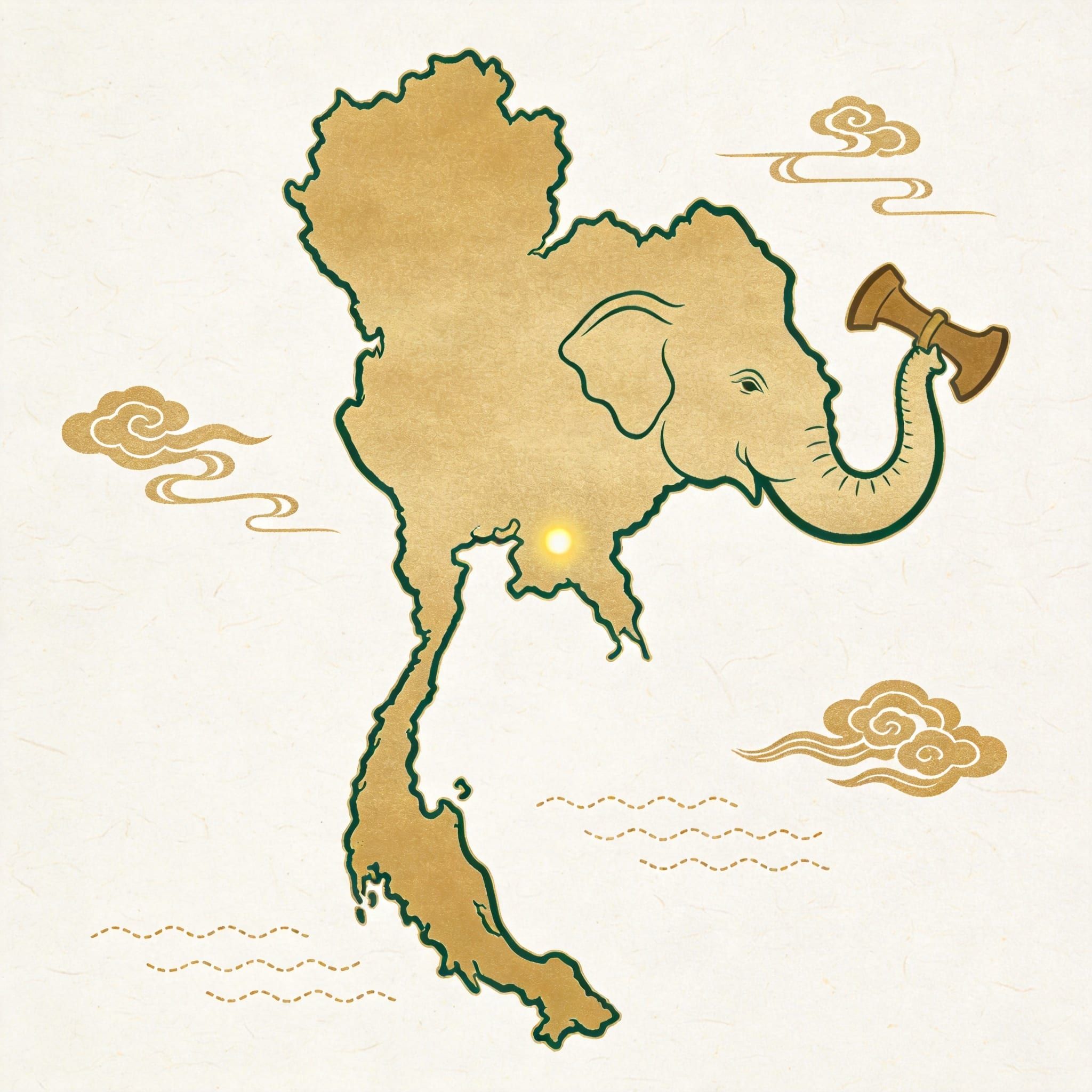 泰国产区地图，金点标注尖竹汶府金枕榴莲产区